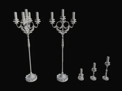 Styliced MidPoly Old Candles Pack Low-poly 3D model