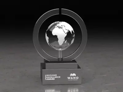 METALlIC LOW TROPHY WITH  GLASS GLOBE Low-poly 3D model
