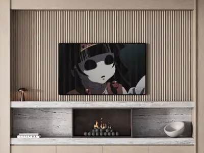 150 tv wall kit 02 modern japandi oak wood 02 3D model