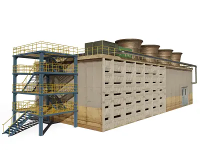 Nuclear Power Plant Cooling Tower Low-poly 3D model