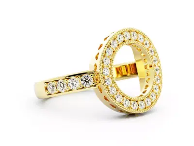 Diamond Circle Ring With Pave Band Womens Modern 3DM 3D print model