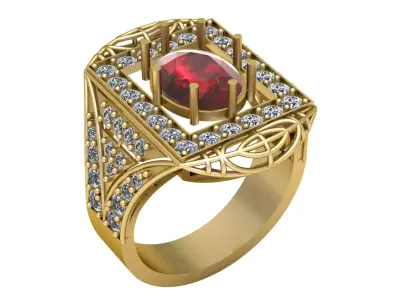 LUXURY SQUARE SHAPE DESIGN RING PRINTABLE MODEL 3D print model