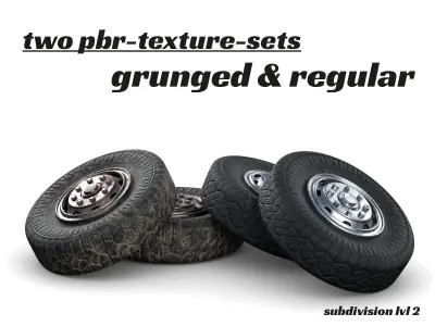 Lowpoly Vintage Truckwheel Low-poly 3D model