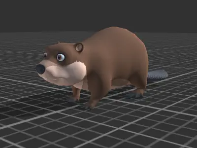 Cartoon Beaver Low-poly 3D model