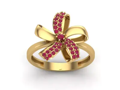 Womens Rings With Stone Ring Ready STL 3DM Models Rings women 3D print model 9