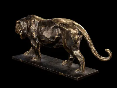 Tiger statuette PBR lowpoly Low-poly 3D model