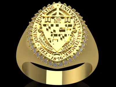 Johns Hopkins University Yellow Gold stl Ring Model mr0267 3D print model