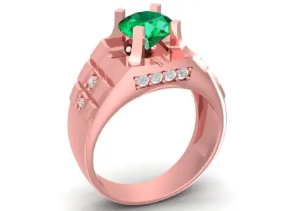 Luxury Men Ring with Round Center Stone 3D Model 2659 3D print model