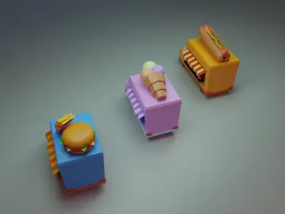 Food Cars Low-poly 3D model