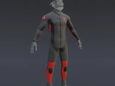 Humanoid Bunny With Racing Suit Low-poly 3D model