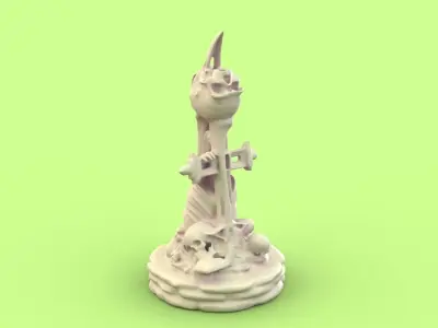 Skull Bishop chess piece 3D print model