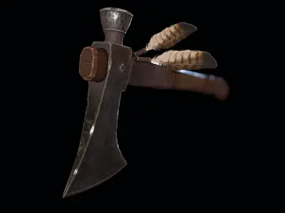 Decorated Tomahawk Axe Low-poly 3D model