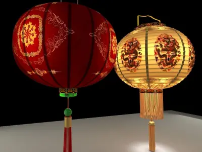 Chinese Red Lantern 3D model 22