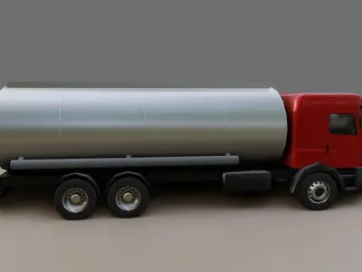 Red Truck - Tank - Fuel - Gasoline - Caminhao Tanque 3D model
