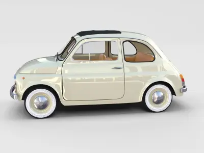 Fiat 500 with interior Pack 3D model