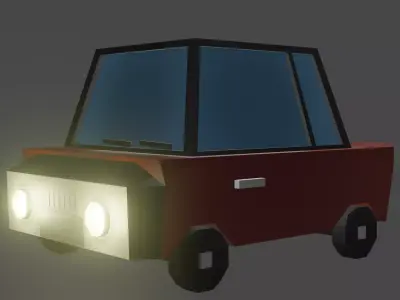 Low-Poly Car with light Low-poly 3D model