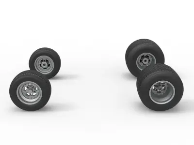 Wheel set of Dirt Sprint car Scale 1 to 25 3D print model