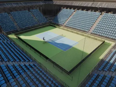 VR Tennis Court Low-poly 3D model