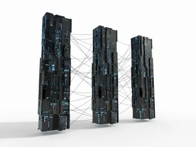 sci-fi structures Low-poly 3D model