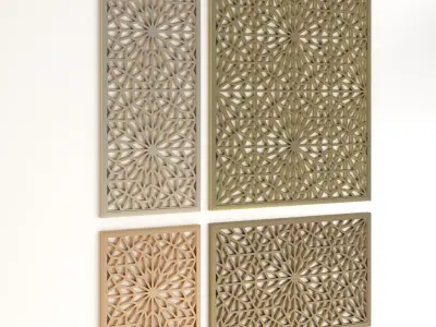 Arabic Islamic pattern decorative gold plaster 3D model