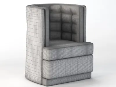 Tufted Barrel Chair 3D model