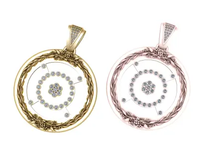 floral wheel Pendant 3D print model