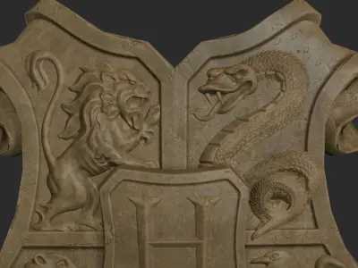 Low poly game-ready Hogwarts Emblem Low-poly 3D model