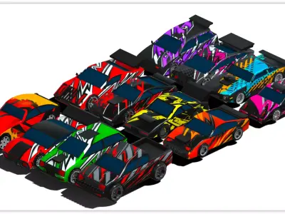Cartoon car pack  Low-poly 3D model