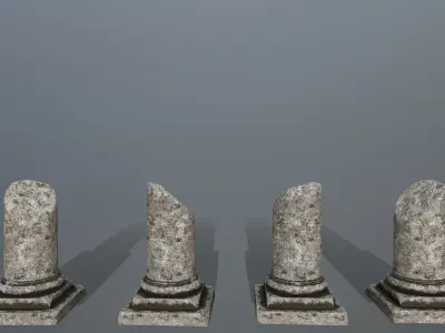 broken pillar Low-poly 3D model