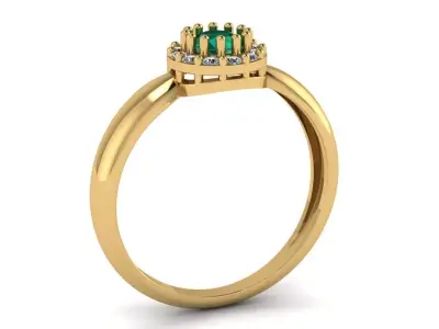 Ring with Brilliant Halo and Central Stone 3D print model