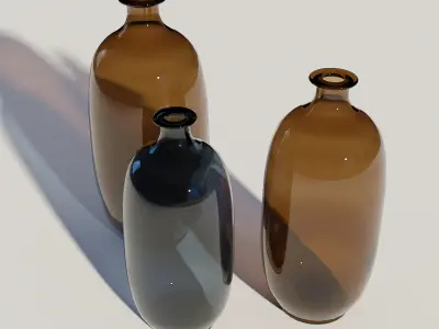 Dark Glass Vases Set 3D model