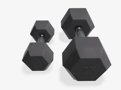 Hexagonal dumbbells rubberized 02 3D model