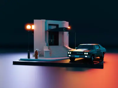 Cartoon John Wick Car 3D model