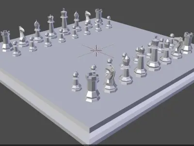 Classic Chess Set Low-poly 3D model
