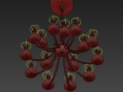 Monaco light brass chandelier 3D model