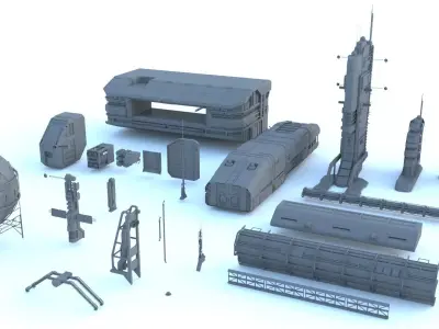 Sci Fi structures kitbash 3D model