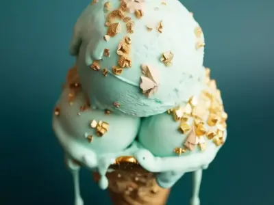 Luxury Mint Ice Cream 3D Gourmet Cone Flakes Dripping Low-poly 3D model