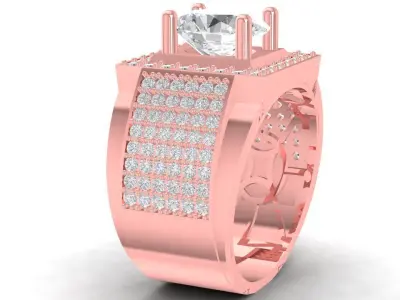 Luxury Square Cluster Diamond Men Ring Design  2757 3D print model