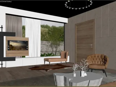 Modern Living Room and Kitchen 3D model