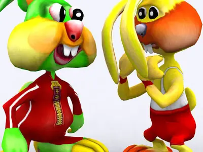 3DRT - Toonpets Bunnies Low-poly 3D model