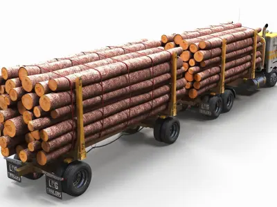 Peterbilt 362 logger truck Low-poly 3D model