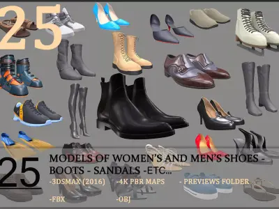 25 Models Of Womens And Mens Shoes Low-poly 3D model