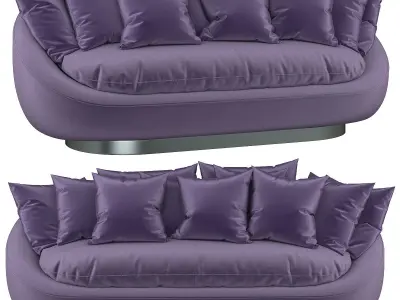 Stylish blue sofa rattan ceiling 3d model Low-poly 3D model