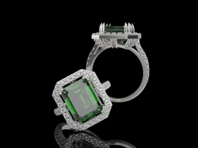 Woman Emerald Ring 0047 3D print model