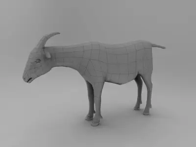 Goat Rigged model Low-poly 3D model