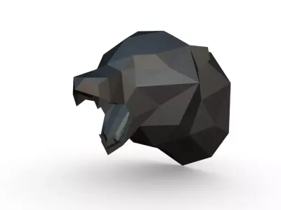 trophy bear head low poly 3D print model