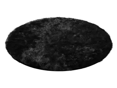 Round fluffy black carpet 3D model