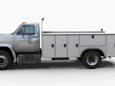 Vintage service truck Low-poly 3D model