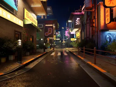Cyberpunk District Low-poly 3D model