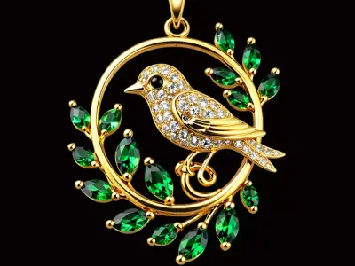 Pendant Bird Pendant Gold Pendant Minimalist USA UK 3D print model